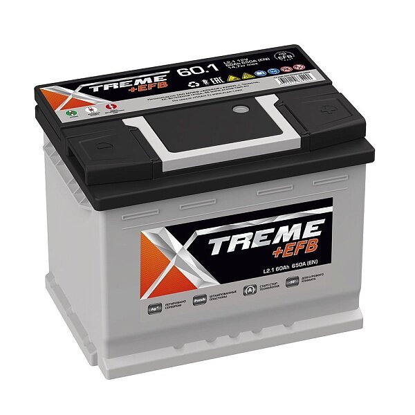 Аккумулятор автомобильный XTREME +EFB L2.0 60Ah 650A ПП (242x175x190) L2 242x175x190