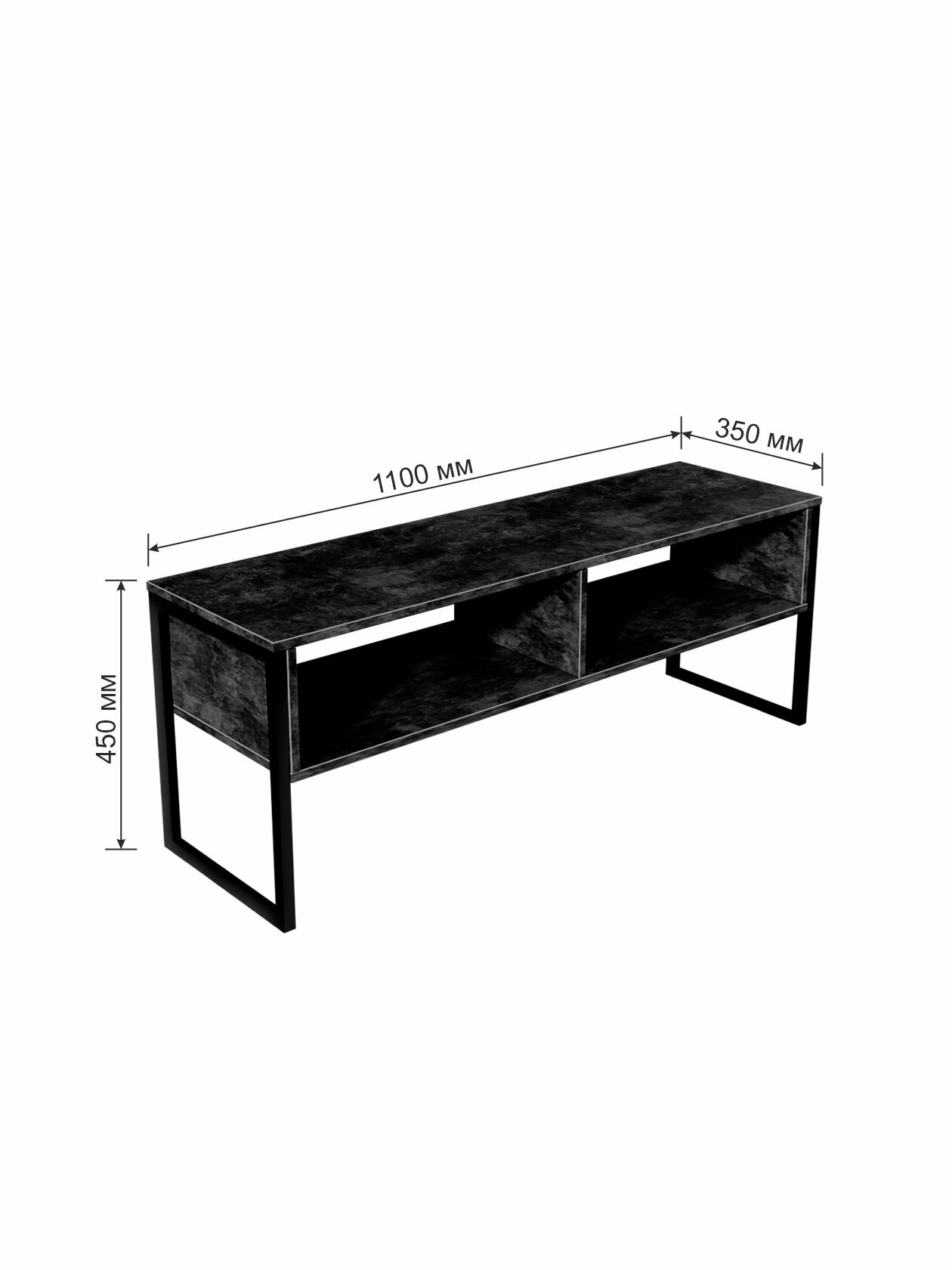 36z. Тумба под телевизор в стиле Лофт "Chicago lite" 118x35x45 см. Чёрный / Тумба под тв телевизор, для телевизора тумба лофт икеа ikea / Подставка полка под тв / Тумбочка тумба под тв телевизор, для телевизора для гостиной / Мебель для гостиной офиса