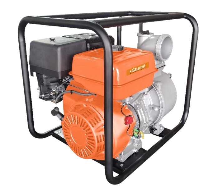 фото Бензиновая мотопомпа для чистой воды Sturm! 1500 л/мин, 4", напор 30 м, d=100 мм, 15лс, арт. BP8703