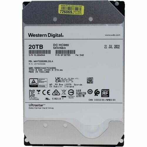 Жесткий диск Western Digital SAS Server 20Tb Ultrastar DC HC560 7200 12Gb/s 256MB 1 year warranty