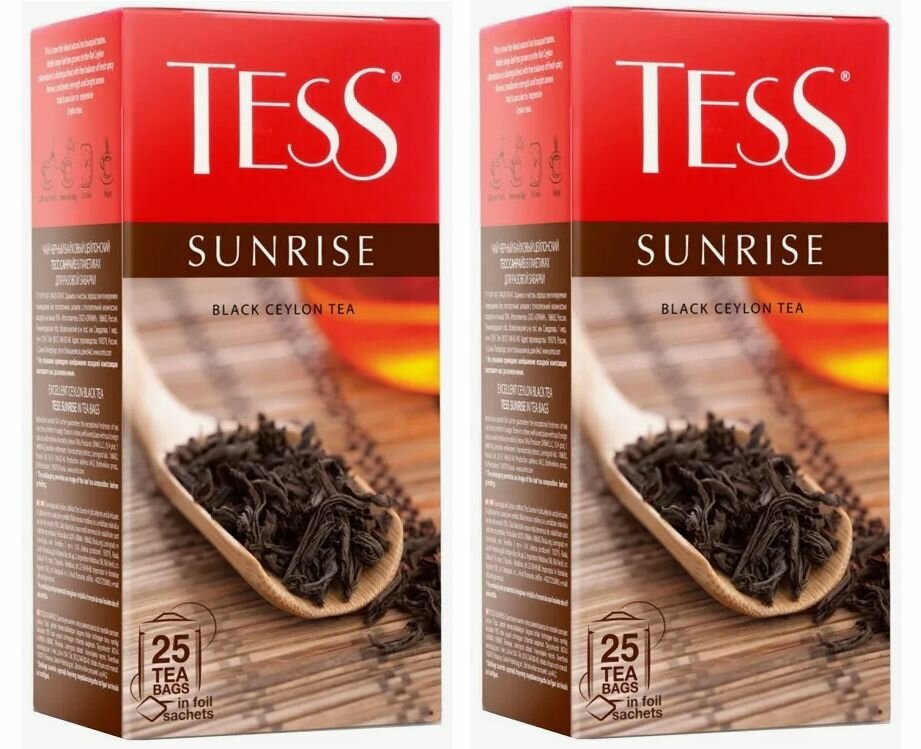 Чай черный Tess Sunrise, 25 пак - 2 штуки