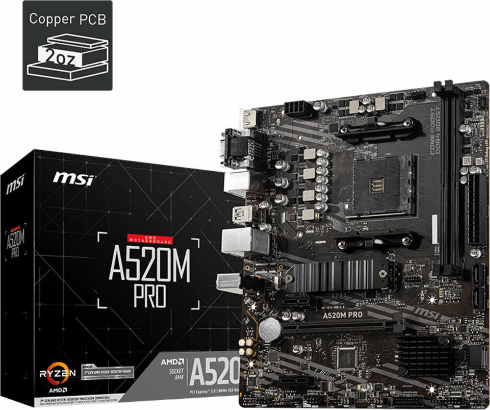 Материнская плата MSI A520M PRO (AM4 mATX)