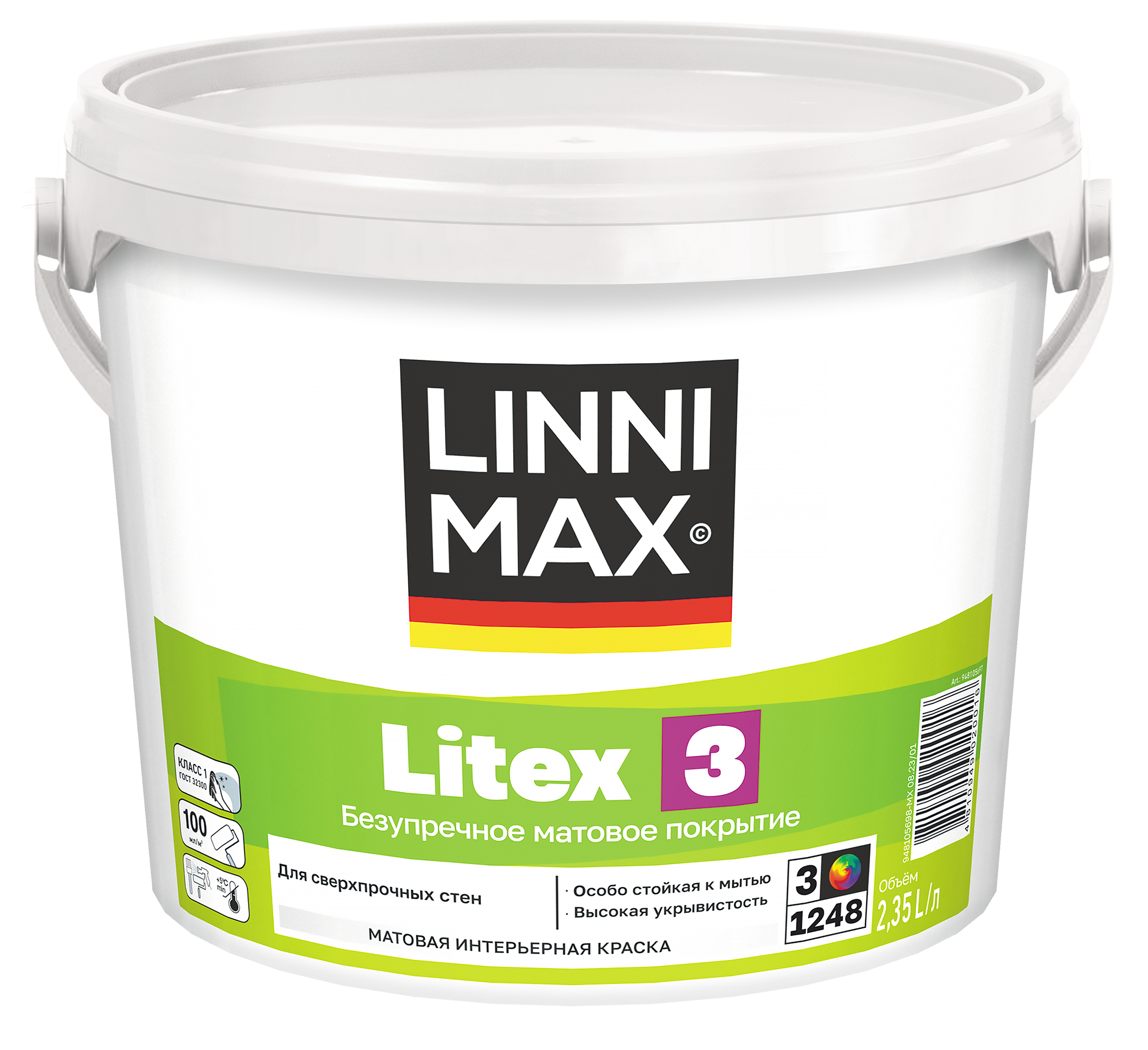 LINNIMAX Litex 3 Бесцветная краска для внутренних работ Литекс 3 База 3 2.35 л