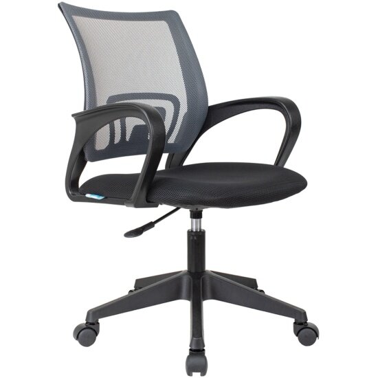 фото Кресло офисное Helmi HL-M95 R (695) "Airy", спинка сетка серая/сиденье ткань TW черная, пиастра