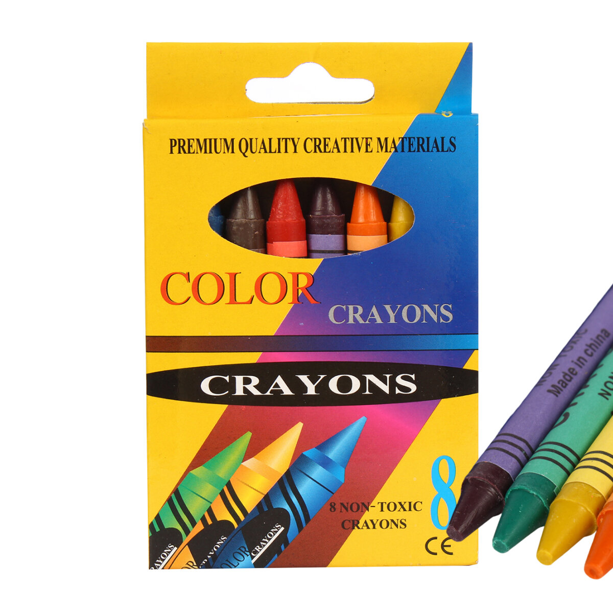 Мелки восковые, 8 цветов, круглые, картонная коробка с подвесом, С-30710