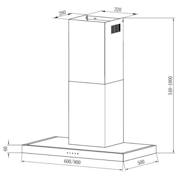 Каминная вытяжка Krona Rut 600 inox 3P-S