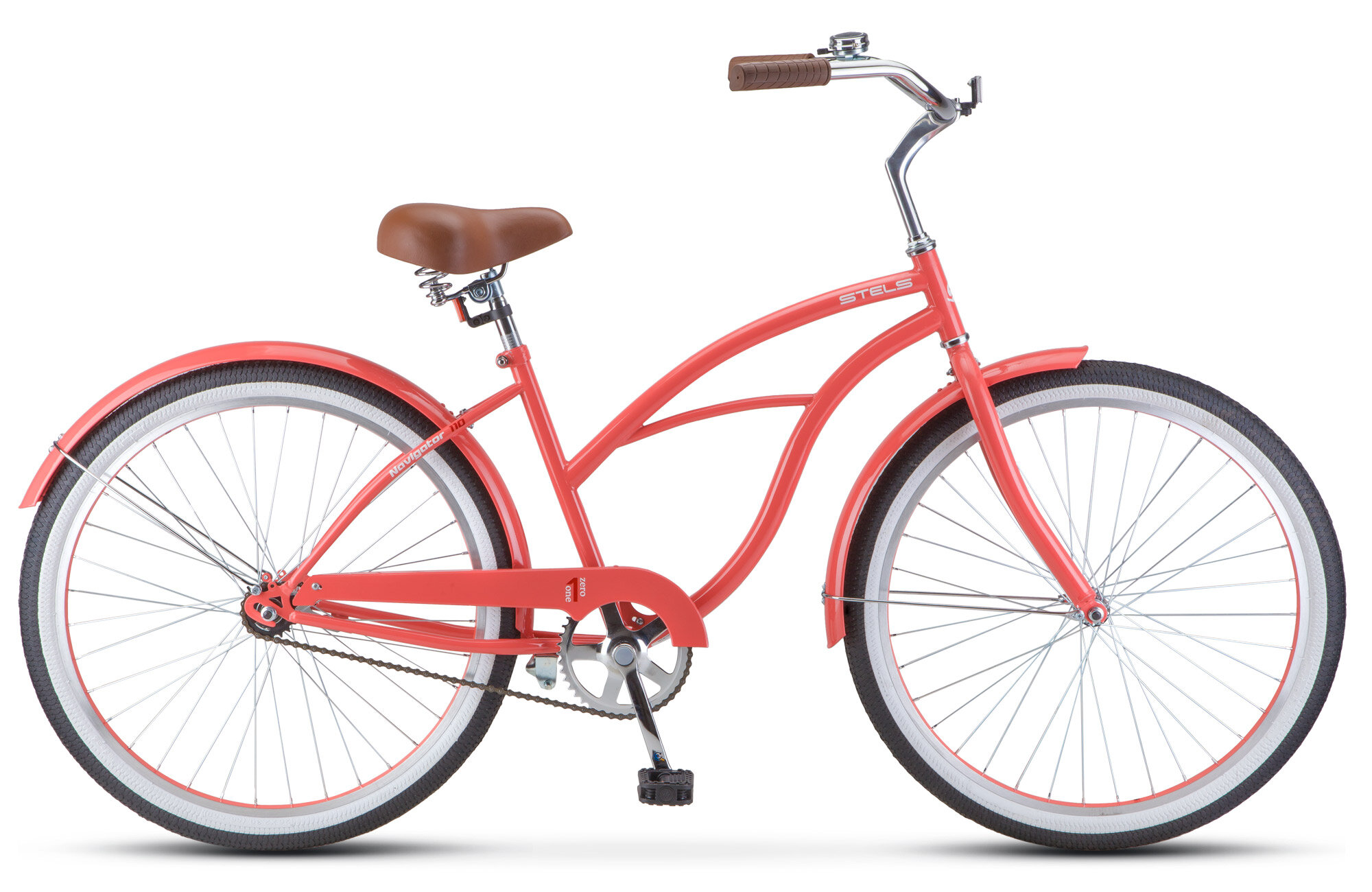 Городской велосипед STELS Navigator 110 Lady 26 1-sp V010 (2023), рама 17, розовый/коралловый