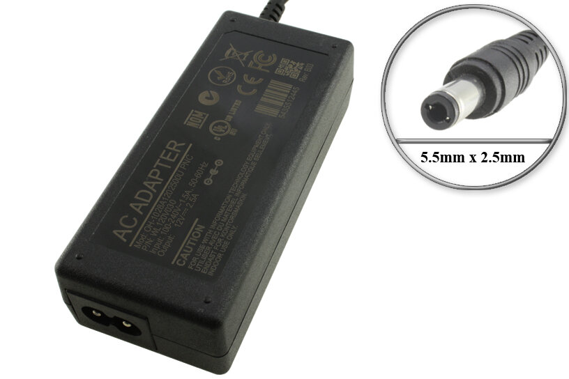 Адаптер (блок) питания 12V 2.5A 30W 5.5mm x 2.5mm (OH-1028A1202500U PNС) отд. шнур для синтезатора Artesia; Ringway и др. устройств