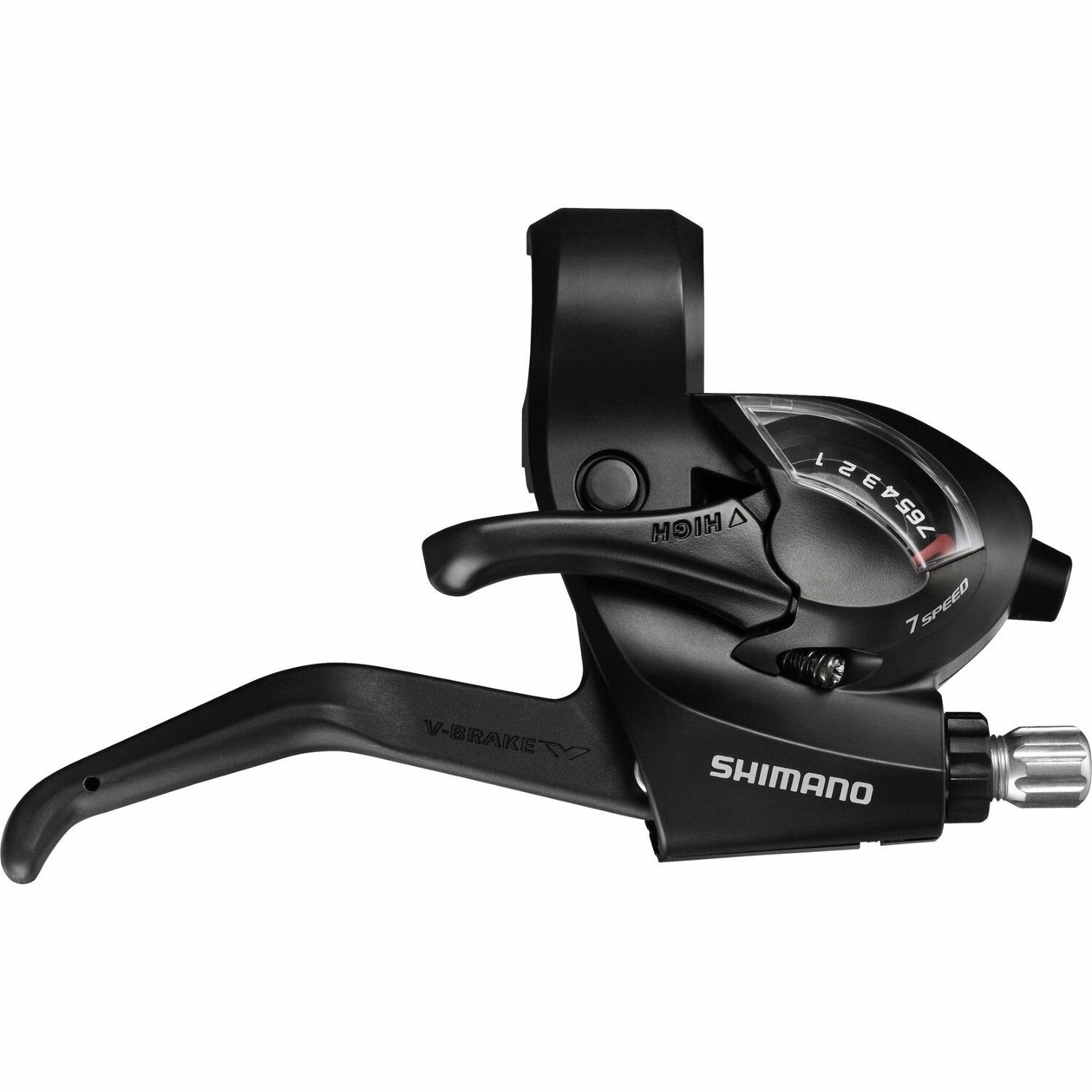 Шифтер Shimano Tourney ST-EF41-7R, 7 скоростей, правый, с ручкой тормоза V-Brake, 2-8122 (Перекл-ль TOURNEY ASTEF41R7AL шифтер+торм ручка (2пальца) 7ск правый черный SHIMANO,2-8122)