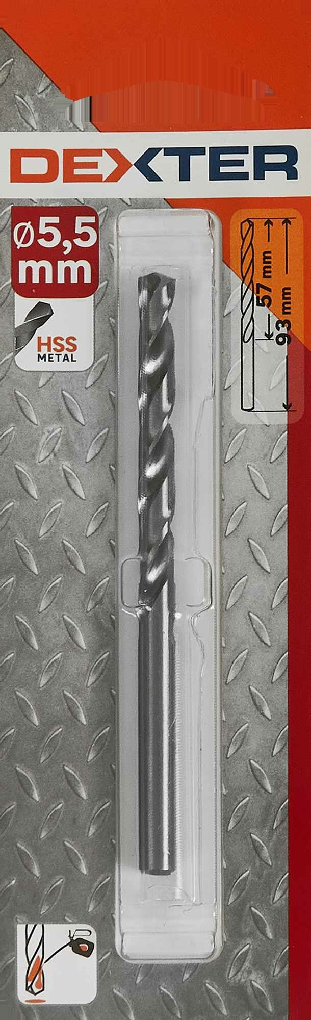 фото Сверло спиральное по металлу HSS-G Dexter 5.5x93 мм