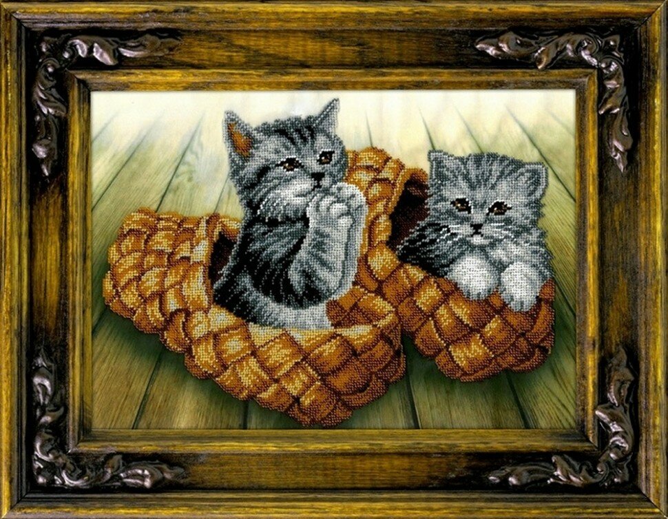 Котята #В-118 Вышиваем бисером Набор для вышивания 26 x 36 см Вышивка бисером