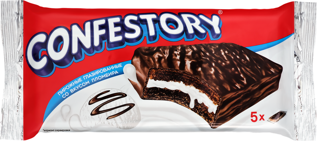Пирожное бисквитное CONFESTORY глазированное со вкусом пломбира, 200г