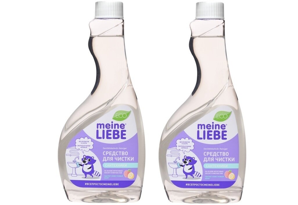 Чистящее средство Meine Liebe, для чистки сантехники ванн, раковин, душевых кабин, сменная бутылка 500 мл, 2 шт.