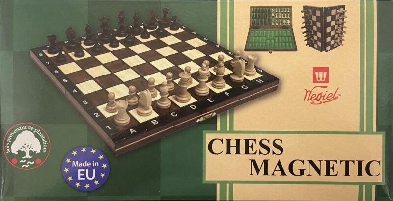 Шахматы дорожные деревянные магнитные с доской / Chess magnetic (Польша) (Wegiel)