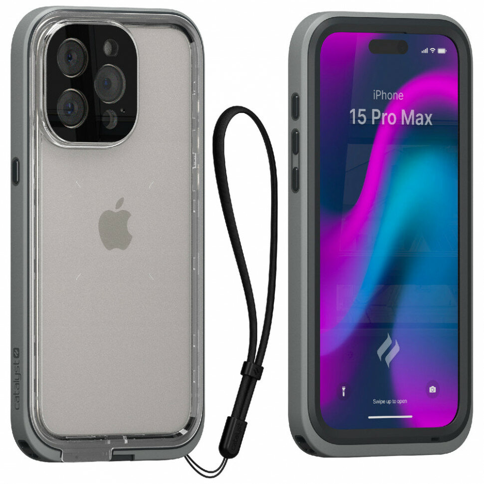 фото Водонепроницаемый чехол Catalyst Total Protection Case для iPhone 15 Pro Max серый (Titanium Gray)