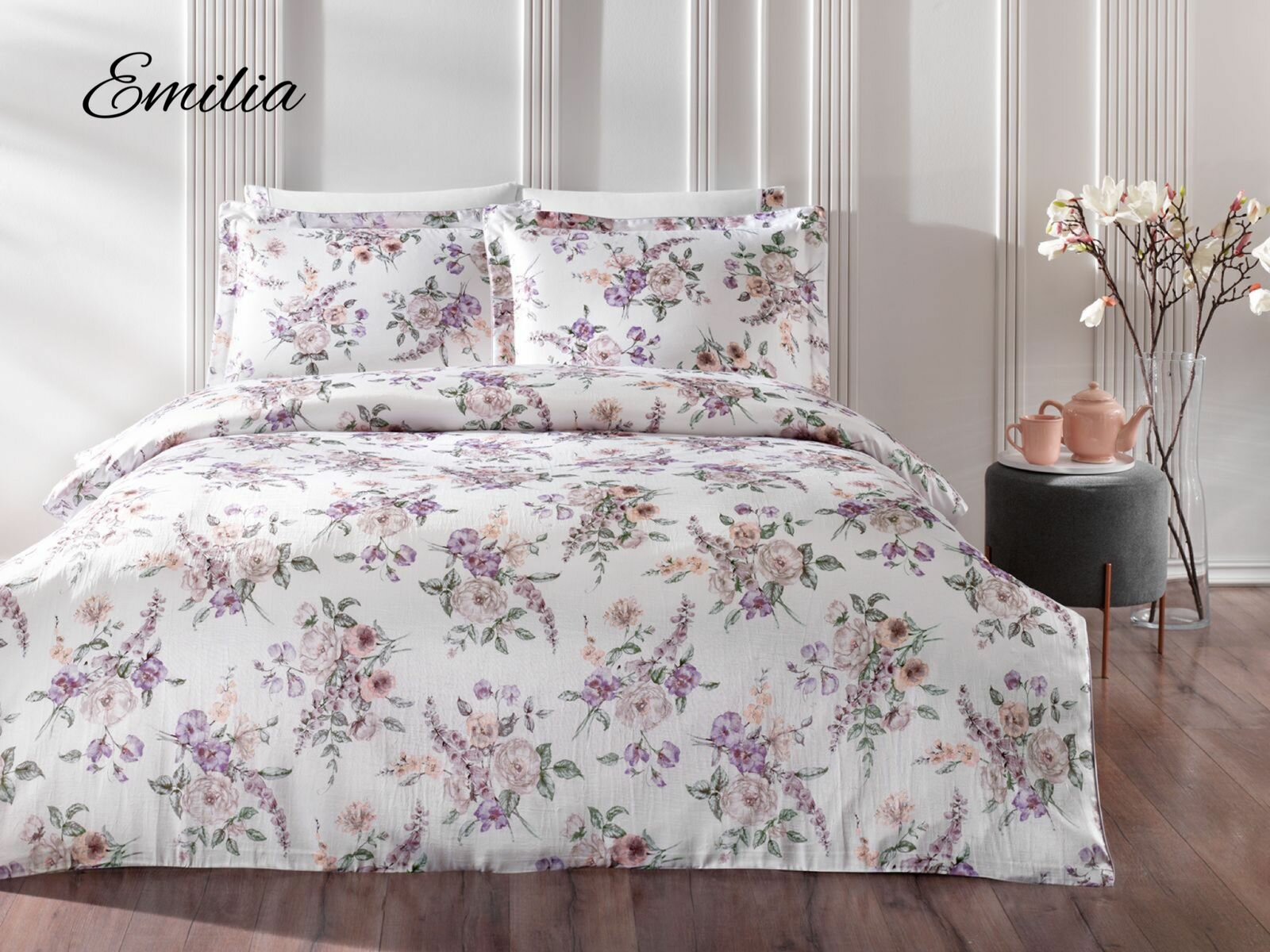 фото Комплект постельного белья Tivolyo home EMILIA, евро, белый