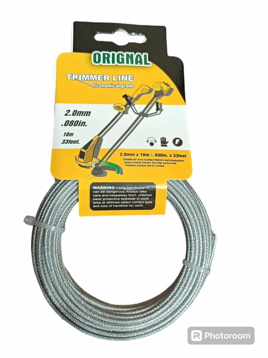 фото Леска для триммера 2.0мм 10м круглая с тросиком