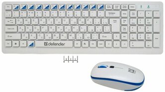 Комплект клавиатура+мышь USB беспроводной Defender Skyline-895 (белый)