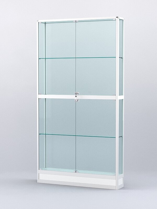 Витрина "алпро" №4-200-2 (задняя стенка - стекло), Белый 100 x 20 x 200 см