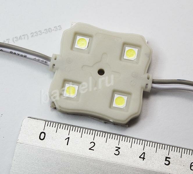 LED modul PCB-12-LM5050-4SMD-IP65-W 50Lm 1.44W 6000k White (36x36x6mm), Модуль светодиодный