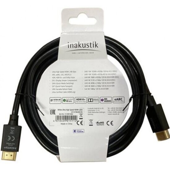 Кабель HDMI 2.1 Inakustik White Ultra High Speed, 1,5 м