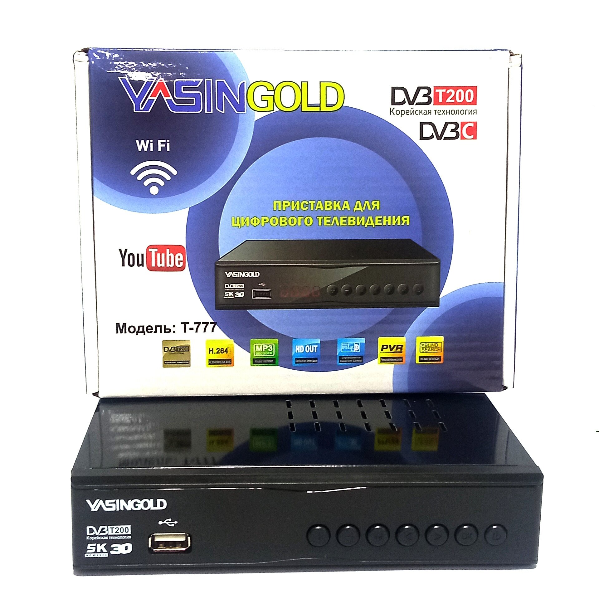 Цифровая ТВ приставка YASIN GOLD T-777 DVB-T2/C/Wi-Fi (черный)