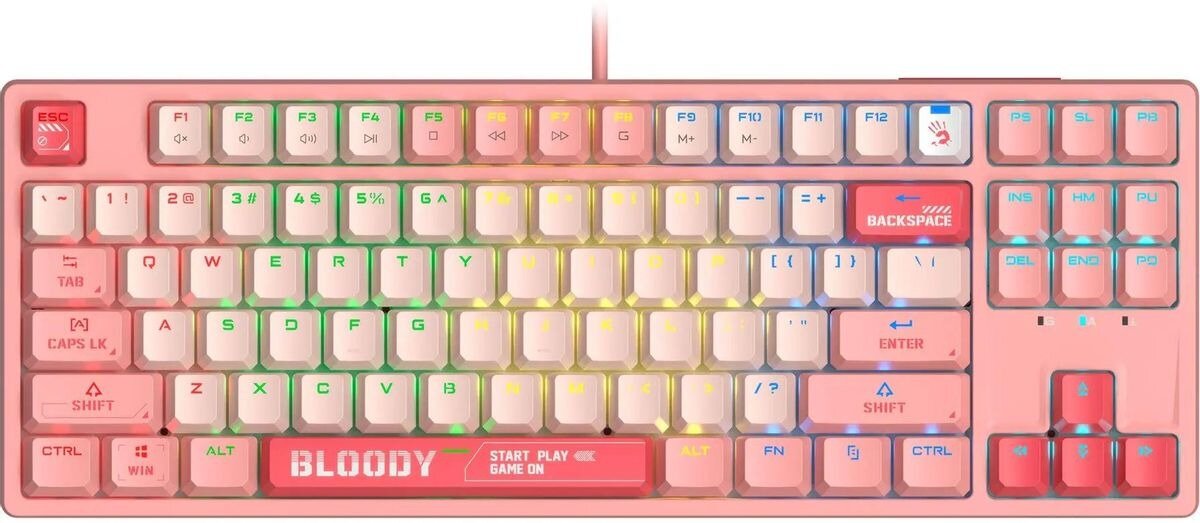 Клавиатура A4TECH Bloody S87 Energy USB розовый [s87 usb energy pink]