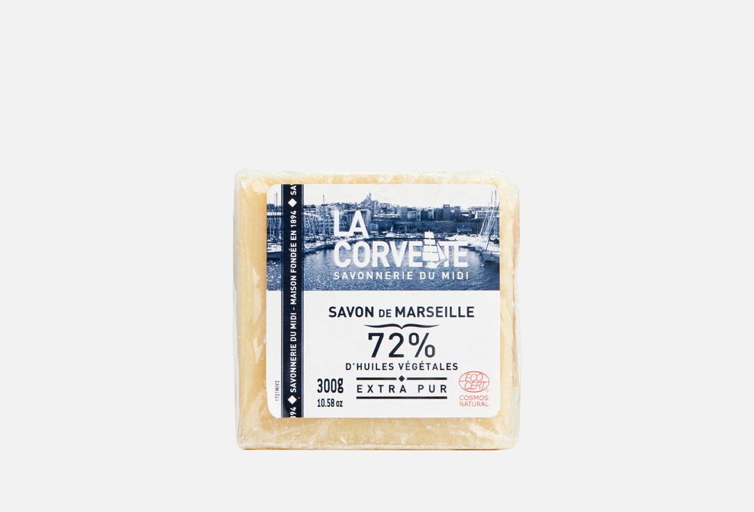 Традиционное марсельское растительное мыло La Corvette Cube de Savon de Marseille / вес 300 гр