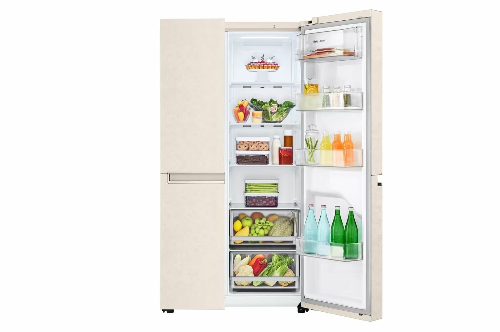 Холодильник LG GC-B257JEYV инверторный, Side by Side, бежевый - фотография № 5