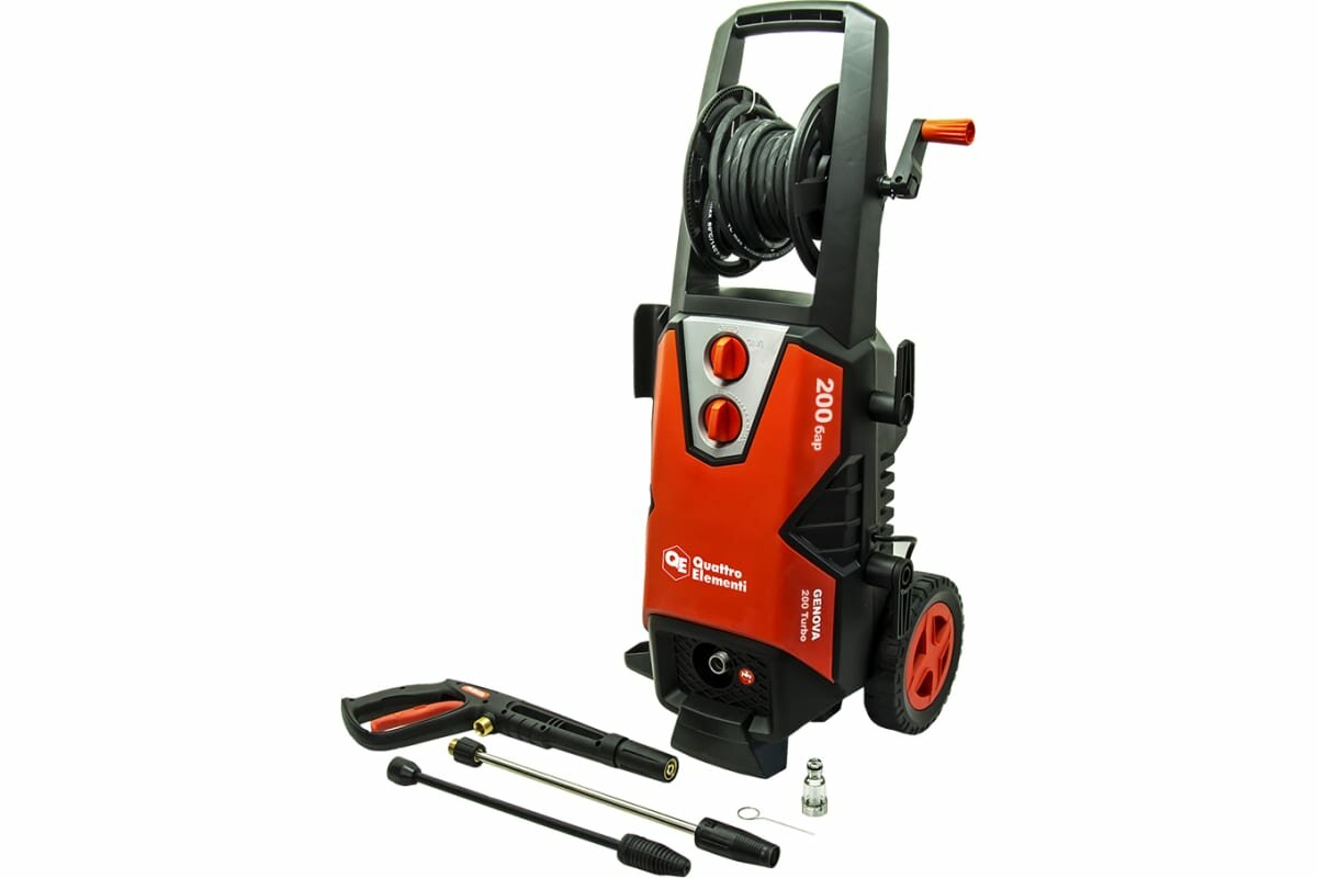 фото Мойка высокого давления QUATTRO ELEMENTI GENOVA 200 Turbo (2700Вт,200Бар,460 л/ч, Колеса, асинхронный двигатель) (912-129)