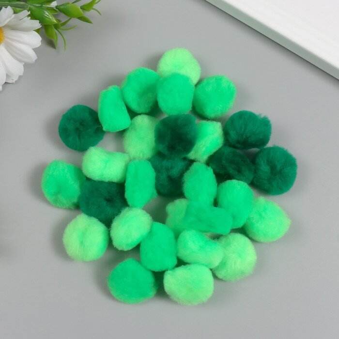 фото Декор для творчества "Помпончики. Зелёный лес" d=2,5 см набор 30 шт