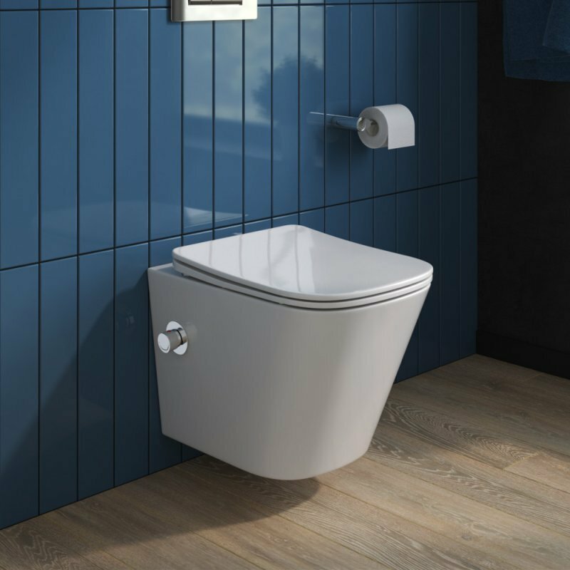 BelBagno Унитаз подвесной BelBagno Due BB3103CHR-BS/SC безободковый с функцией биде, сиденьем и смесителем