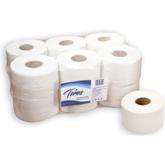 Туалетная бумага для диспенсера Терес Эконом мини, 1-слойная, 200 м, 12 рул/уп