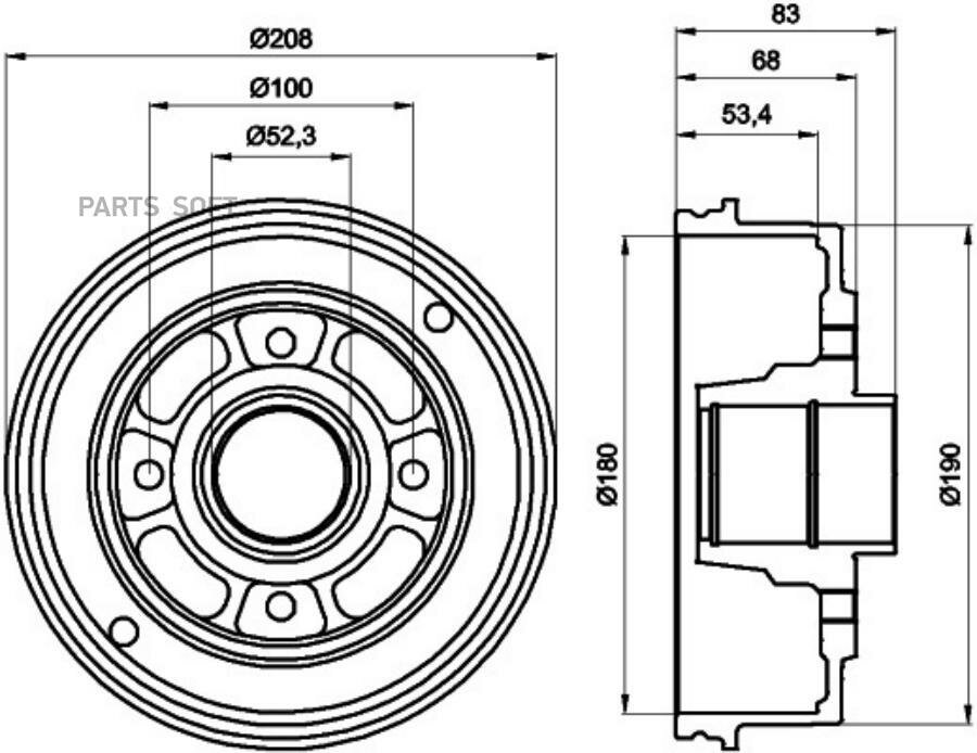 BEHR-HELLA 8DT355300351 Тормозной барабан (Hella Pagid)