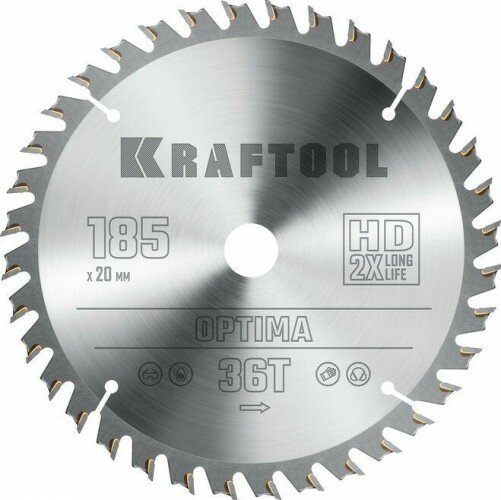 KRAFTOOL Optima 185х20мм 36Т диск пильный по дереву