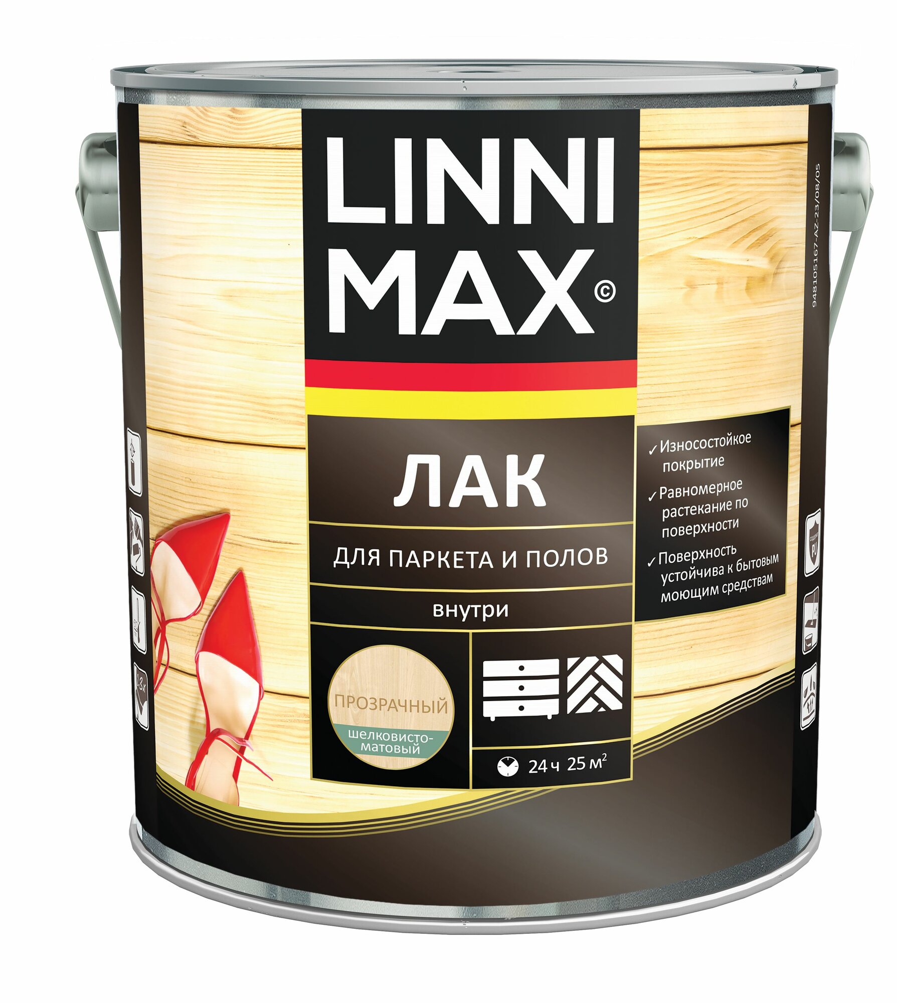 Лак алкидно-уретановый LINNIMAX Лак для паркета и полов шелковисто-матовый 25 л