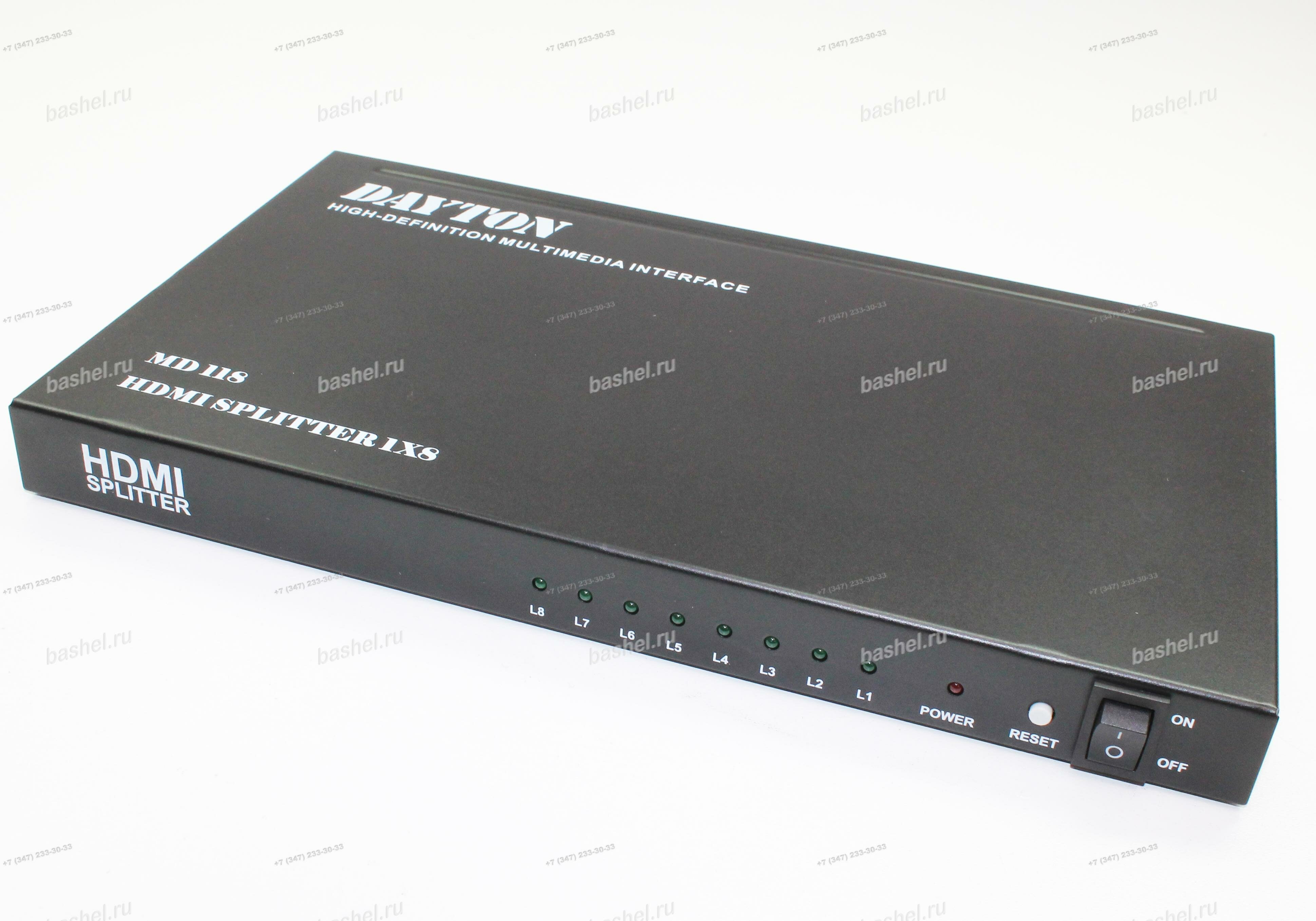 Разветвитель цифрового AV сигнала HDMI DAYTON MD-118NEW 1 вх.- 8 вых. с усилителем, DC 5V (HDMI 1.3 1080P, FULL HD, 3D) электротовар