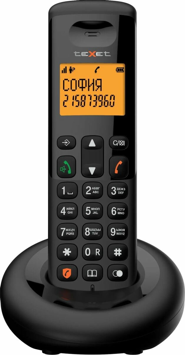 Радиотелефон TEXET TX-D4905A черный (127219) Радиотелефон DECT – teXet TX-D4905A имеет все основные функции беспроводного телефона – поддержка функций Caller-ID и АОН, память на входящие, исходящие номера, настройка даты и времени и будильник. Основной ос