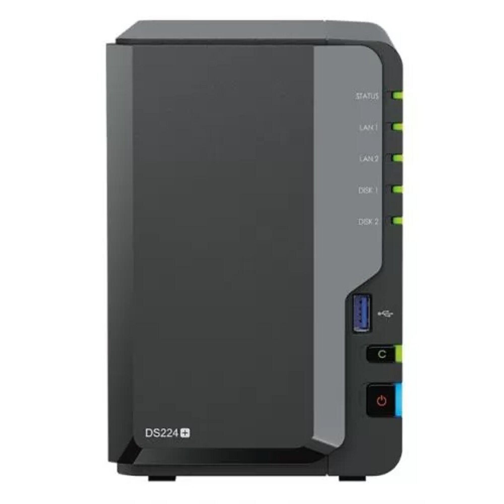 Synology Дисковый массив Synology DS224+ Сетевое хранилище DC 20GhzCPU/2GB(upto6)/RAID01/up to 2HDDs SATA(35' 25')/2xUSB3.2/2GigEth/iSCSI/2xIPcam(up to 25)/1xPS /1YW (repl DS220+)