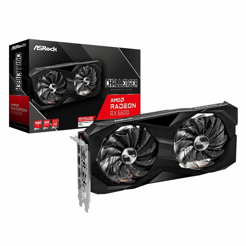 ASRock Видеокарта ASRock RX6600 Challenger D 8GB GDDR6 128bit HDMI 3xDP RTL {10} (935749) Radeon RX 6600