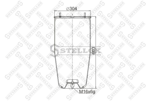 Пневмопод без стак h600 2шп M12смещ 25 1отв штуц M22 Н 1шп M16 BPW36 1