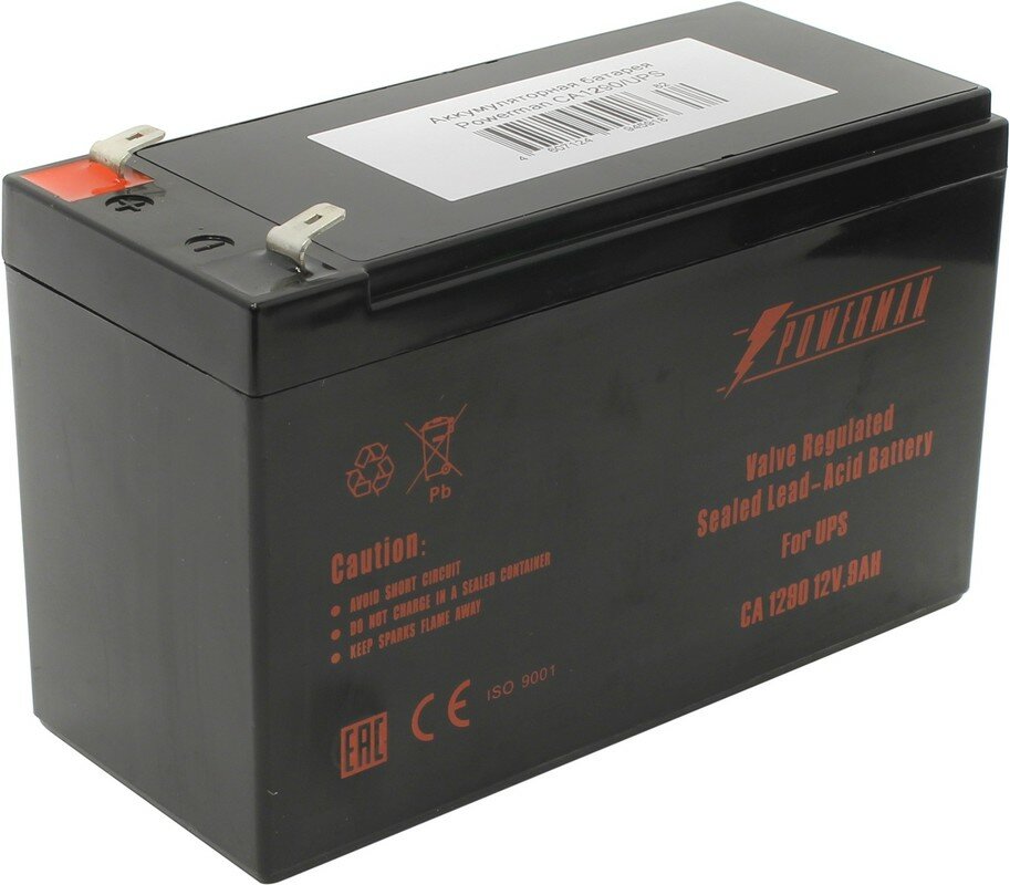 POWERMAN Battery 12V/9AH Powerman CA1290/UPS Батарея POWERMAN Battery CA1290 напряжение 12В емкость 9Ачмакс. ток разряда 135А макс. то