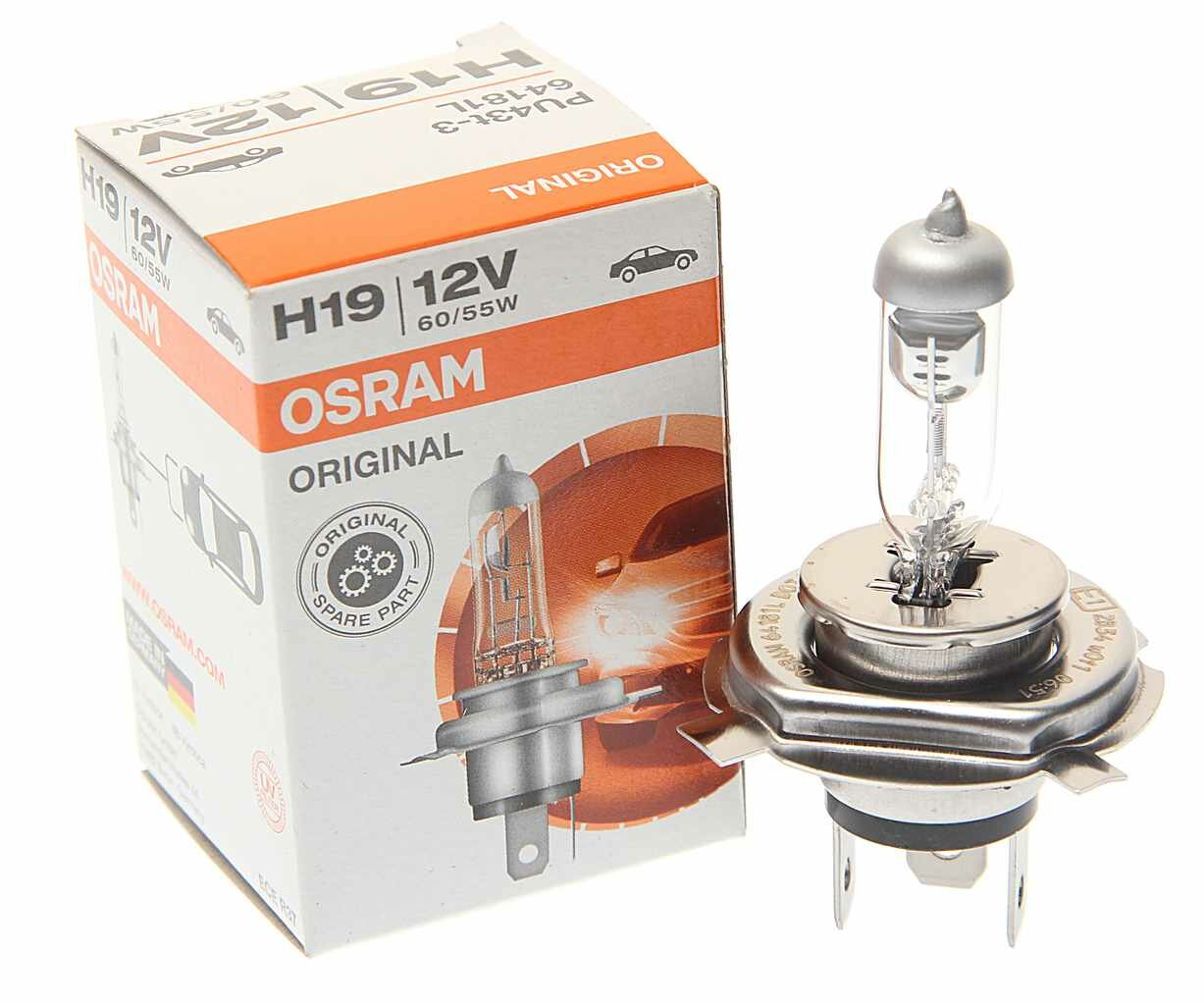 Лампа 12V H19 60/55W PU43t-3 Original Line, 64181L, OSRAM