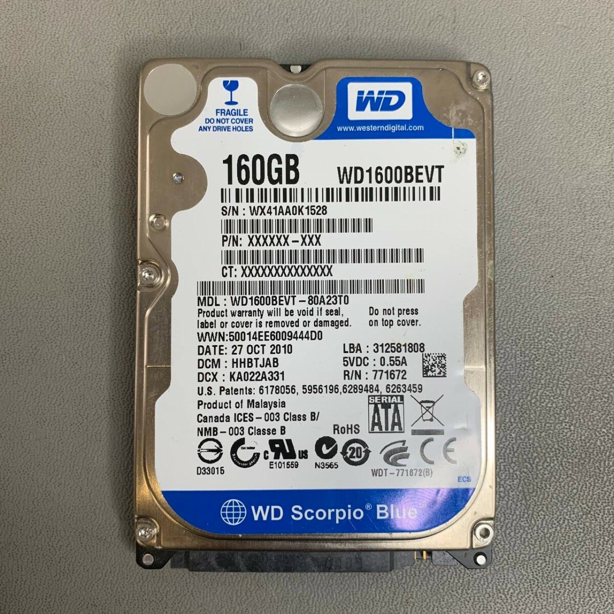 Жесткий диск Western Digital 160 ГБ WD1600BEVT