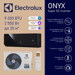 Electrolux Onix Super DC Inverter EACS/I-09HIX-BLACK/N8 c Wi-Fi