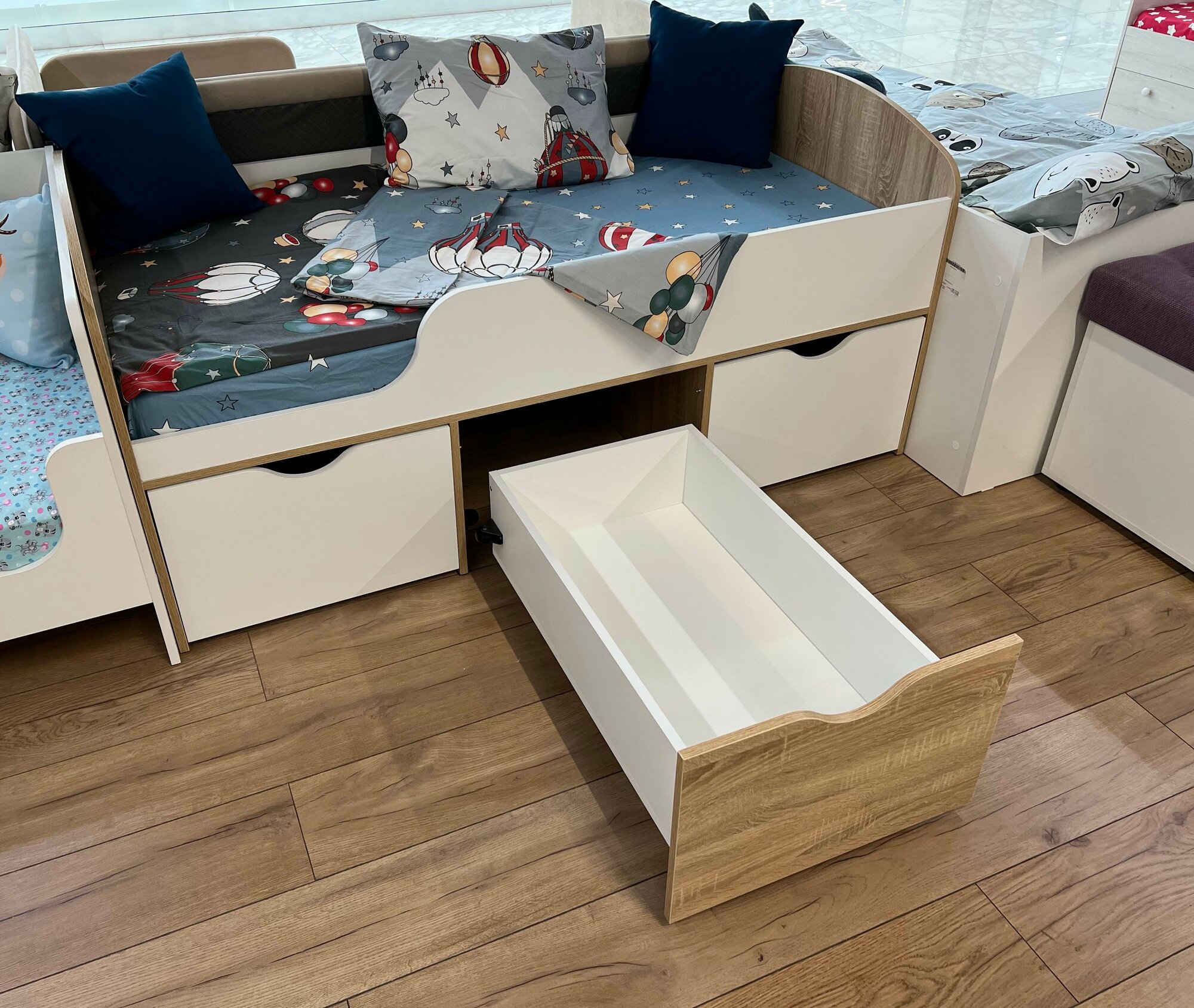 фото Кровать Малыш 160х80 (дуб сонома+белый) правая/левая