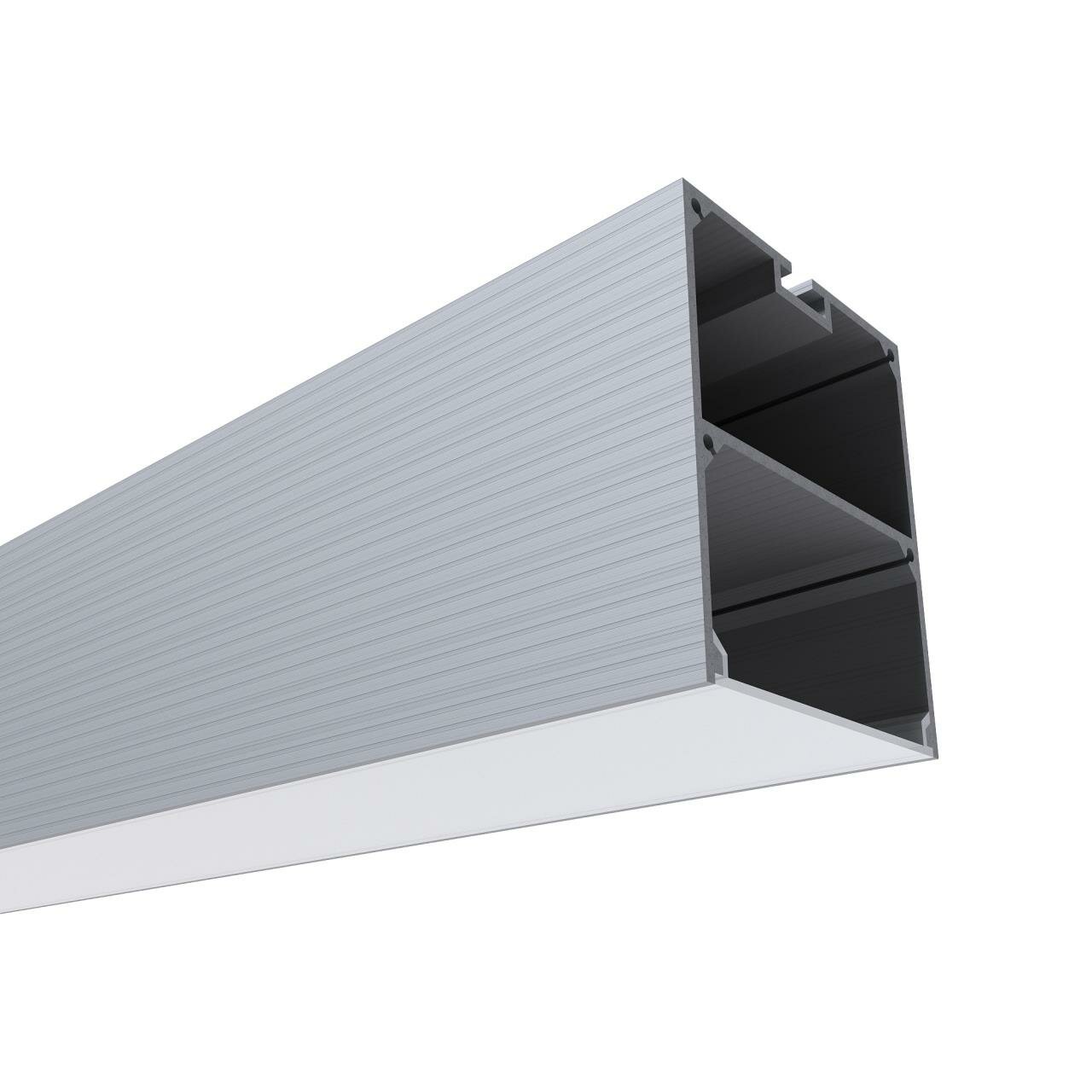 фото 08-25 Профиль алюминиевый для светодиодной ленты, анод., П-образный , подвесной, серебро, 50х55мм, 2