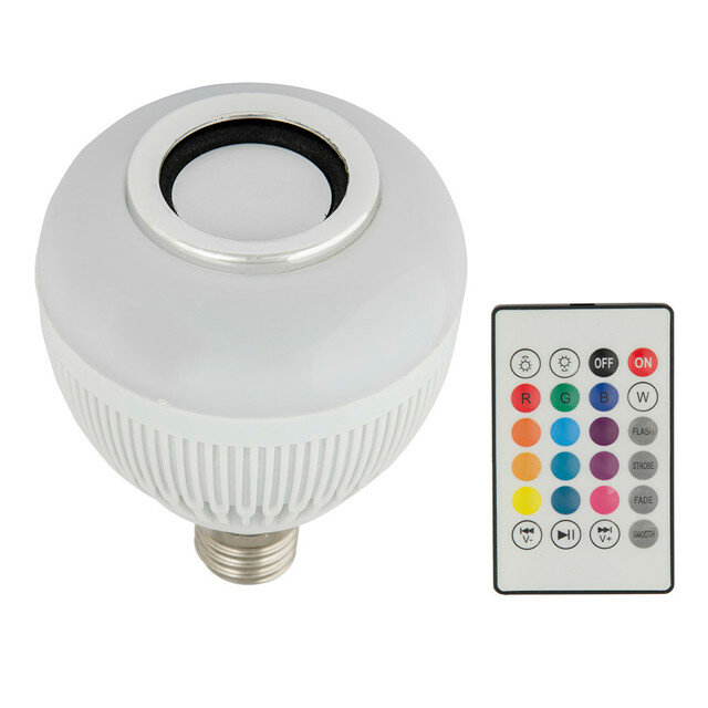 Лампа светодиодная uniel disco с пультом управления 8вт rgb e27 bluetooth