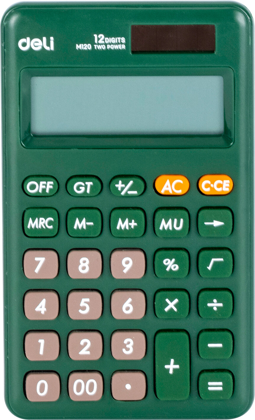 Калькулятор карманный Deli EM120GREEN зеленый 12-разр