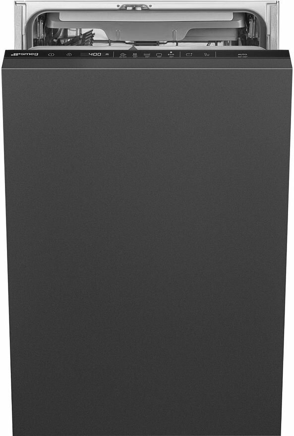 Встраиваемая посудомоечная машина Smeg ST4523IN, черная, 45 см, 8 программ, класс А